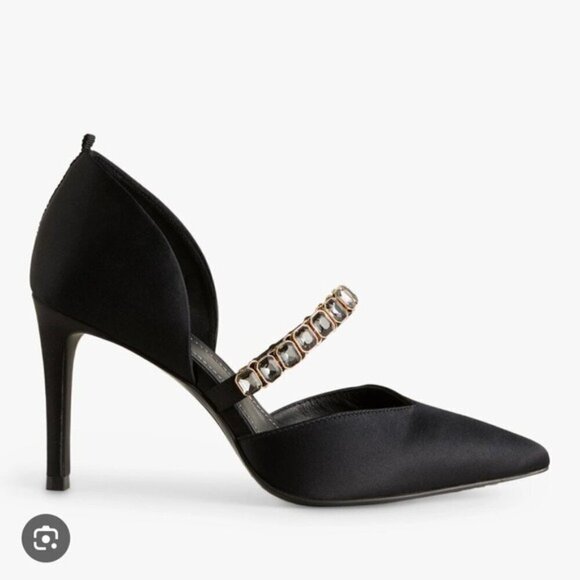 Boden Black Crystal-Strap Heeled Courts - Size 9.5 - Picture 2 of 3